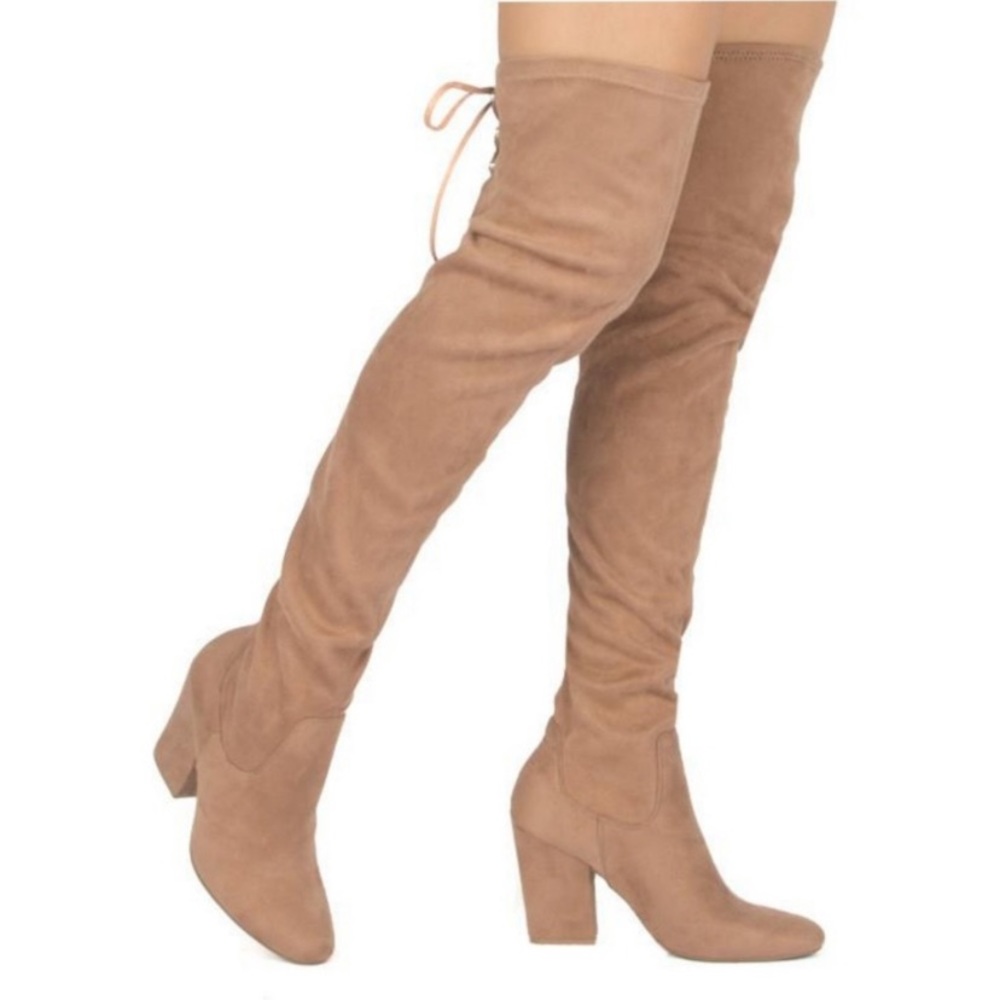 NEW Taupe over the knee heel boots- size 6